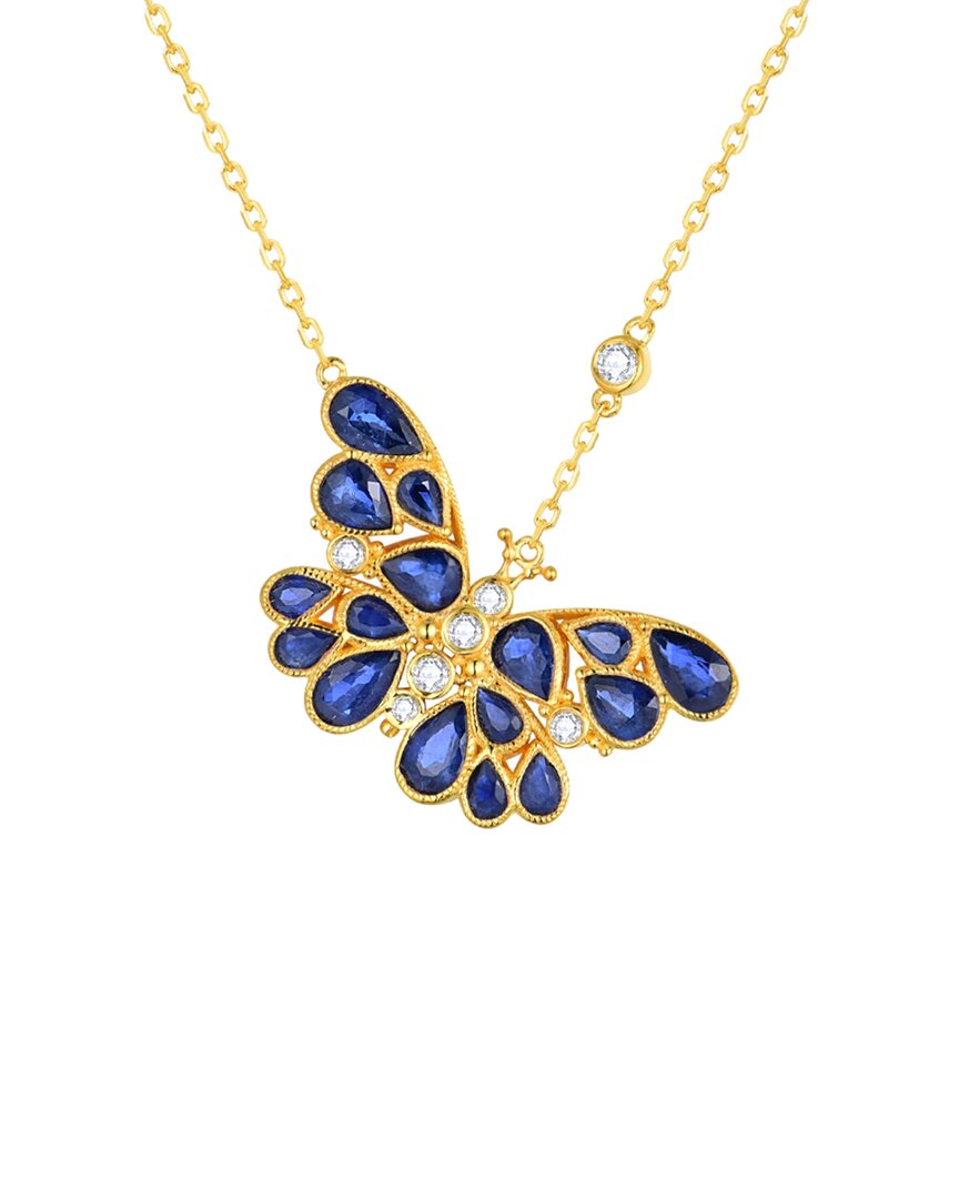 Nina Zhou Jewelry 14k 2.90 Ct. Tw. Blue Sapphire Pendant Necklace In Gold