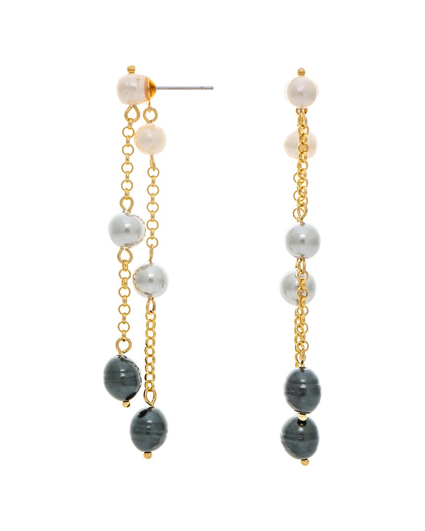 Rivka Friedman 18k Plated 2mm Pearl Earrings In Brown