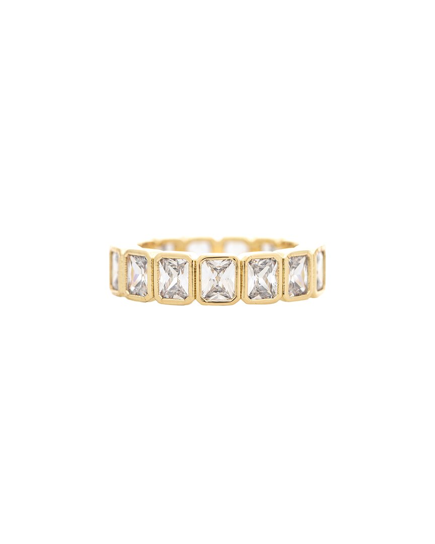 Rivka Friedman 18k Gold Clad Bezel Set Cz Eternity Ring In Blue
