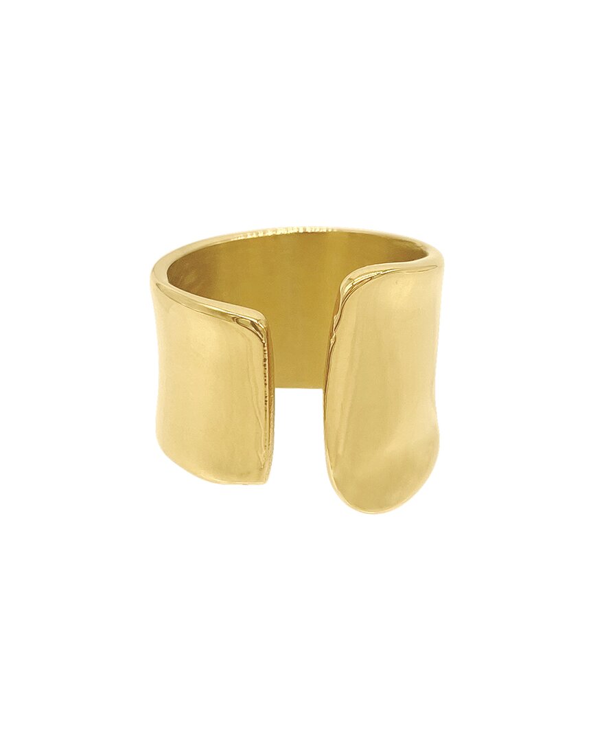 Adornia Tarnish Resistant 14k Gold Plated Tall Open Band Ring In Pattern
