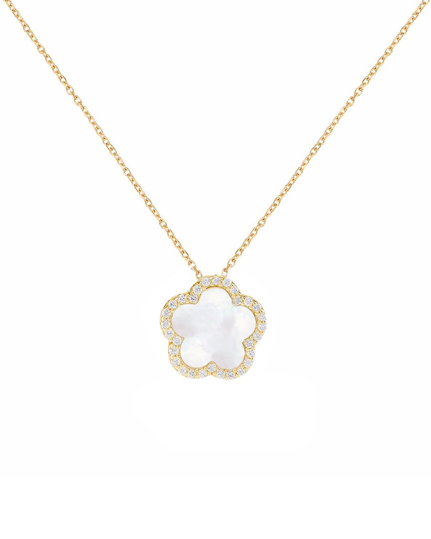 Gabi Rielle Rise Above The Crowd Collection 14k Over Silver .5in Pearl Cz Pendant Necklace