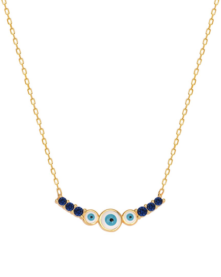 Gabi Rielle Rise Above The Crowd Collection 14k Over Silver Cz Evil Eye Pendant Necklace