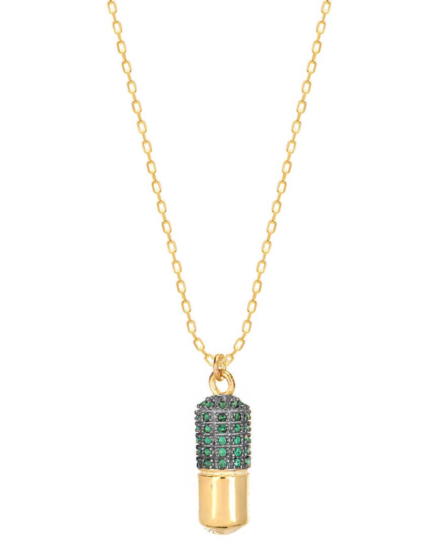 Gabi Rielle Rise Above The Crowd Collection 14k Over Silver Cz Pill Pendant Necklace