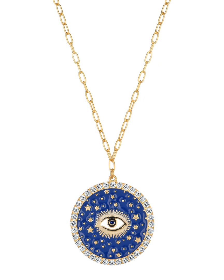 Gabi Rielle Rise Above The Crowd Collection 14k Over Silver Cz Evil Eye Pendant Necklace