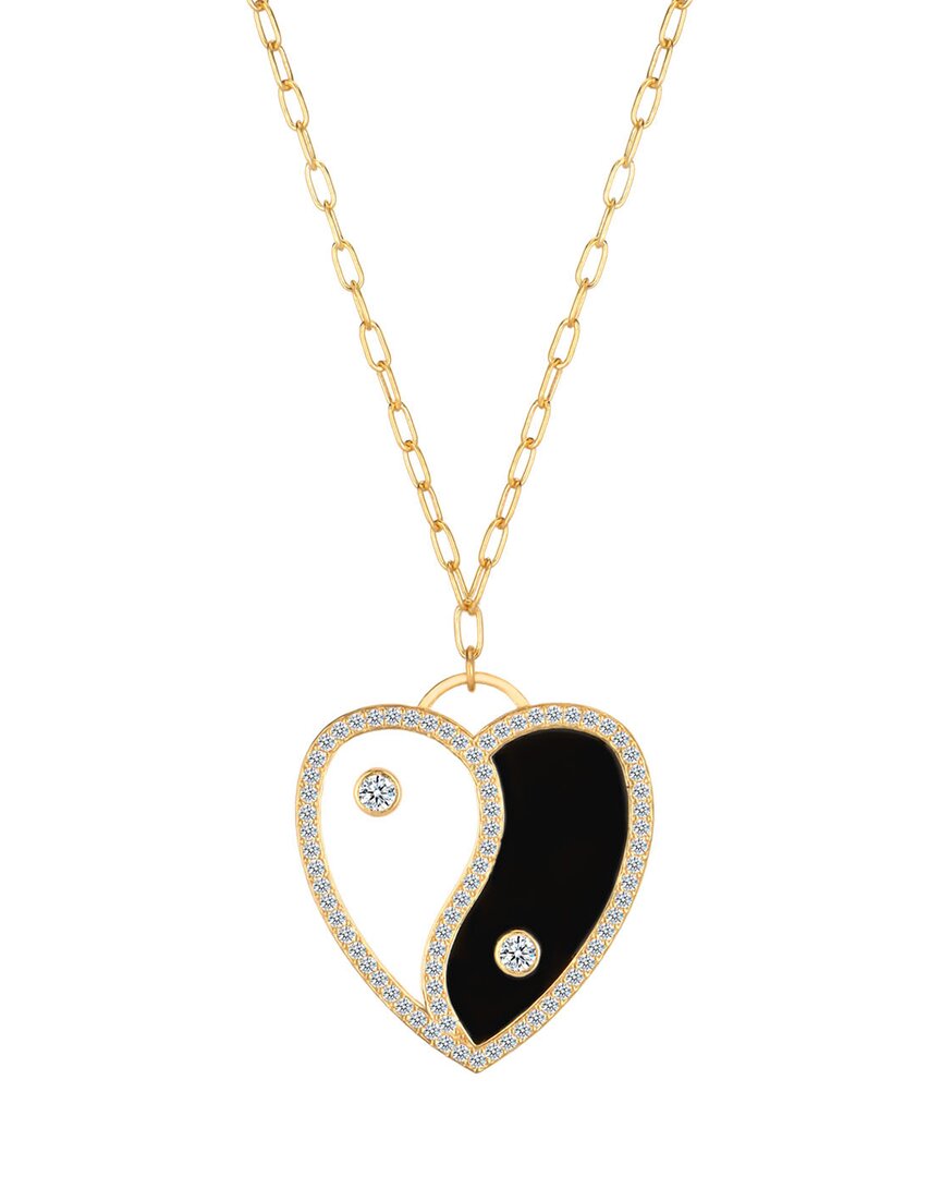 Gabi Rielle Rise Above The Crowd Collection 14k Over Silver Cz Yin & Yang Heart Pendant Necklace