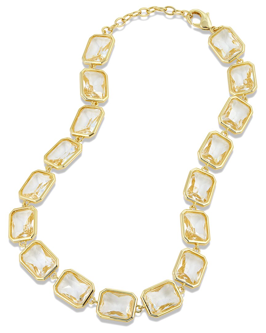 Savvy Cie 18k Plated Cz Bold Necklace In Gold