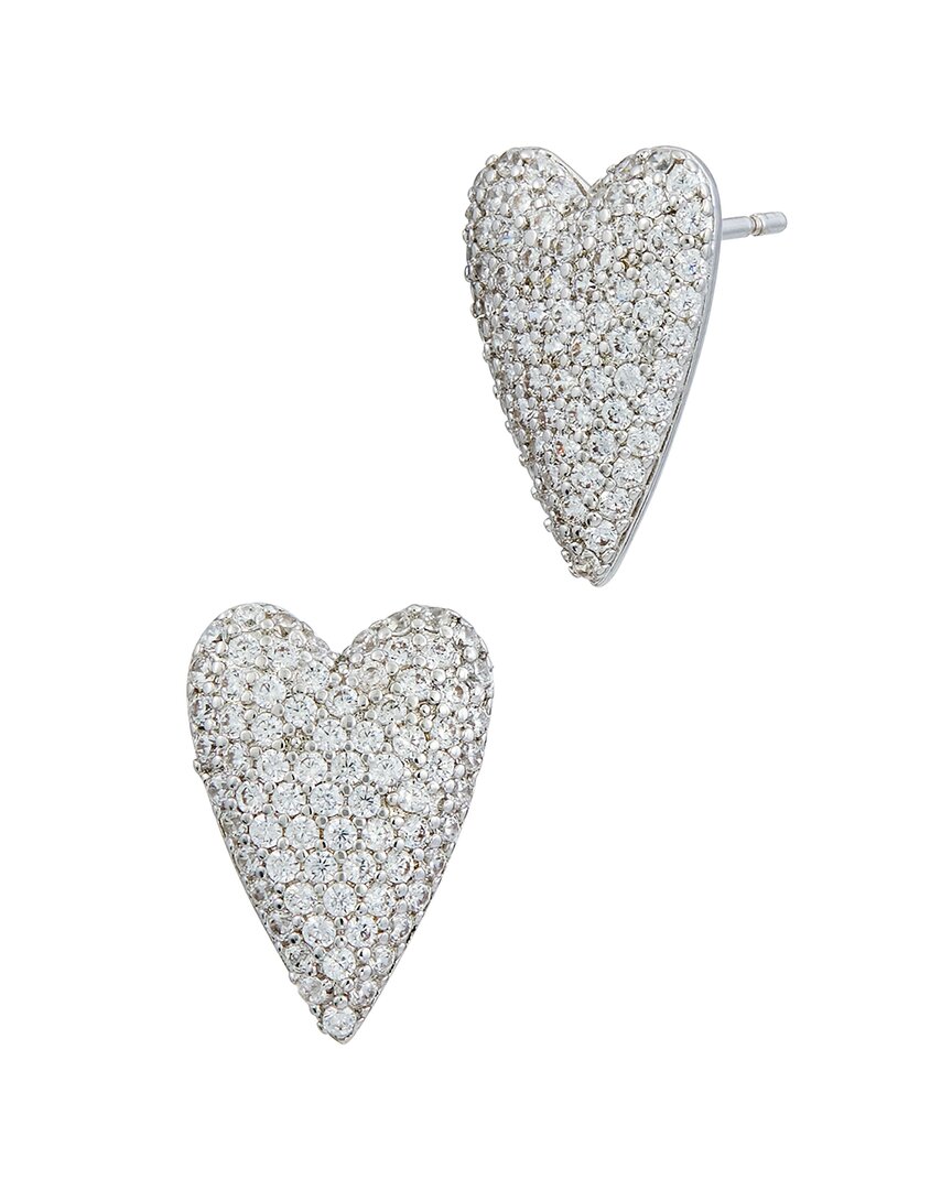 Savvy Cie Plated Cz Stud Earrings In Silver