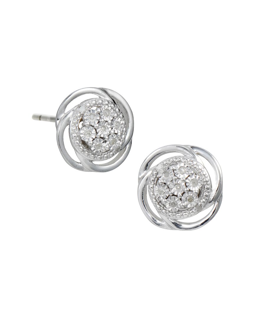 Savvy Cie Silver 0.10 Ct. Tw. Diamond Stud Earrings In Silver