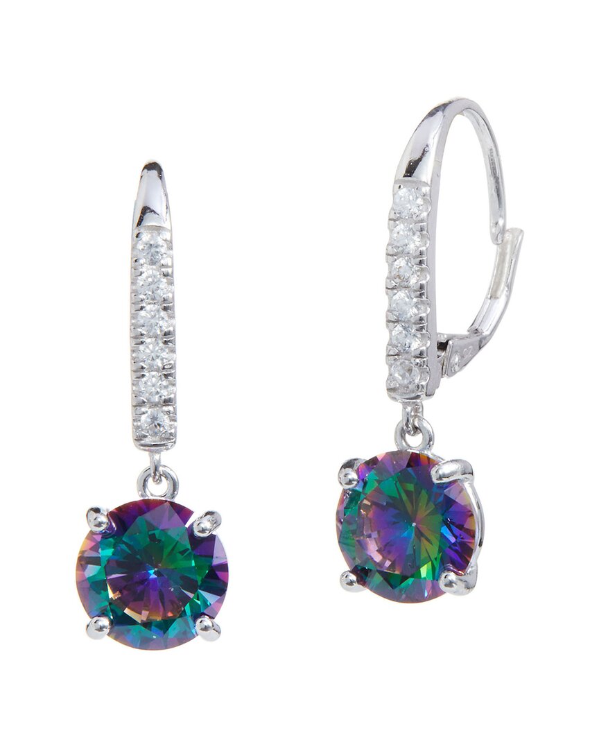 Savvy Cie Silver Mystic Topaz Cz Drop Earrings In Multi
