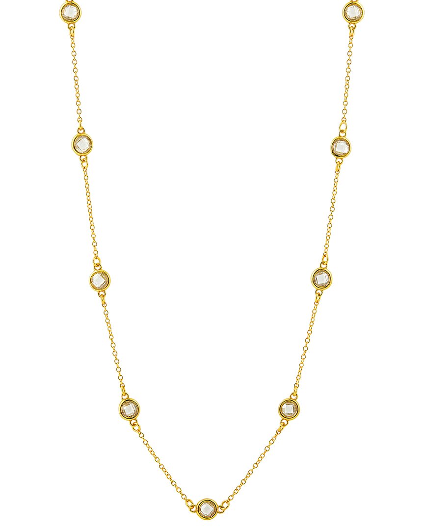 Savvy Cie 18k Over Silver Cz Statement Necklace In Gold