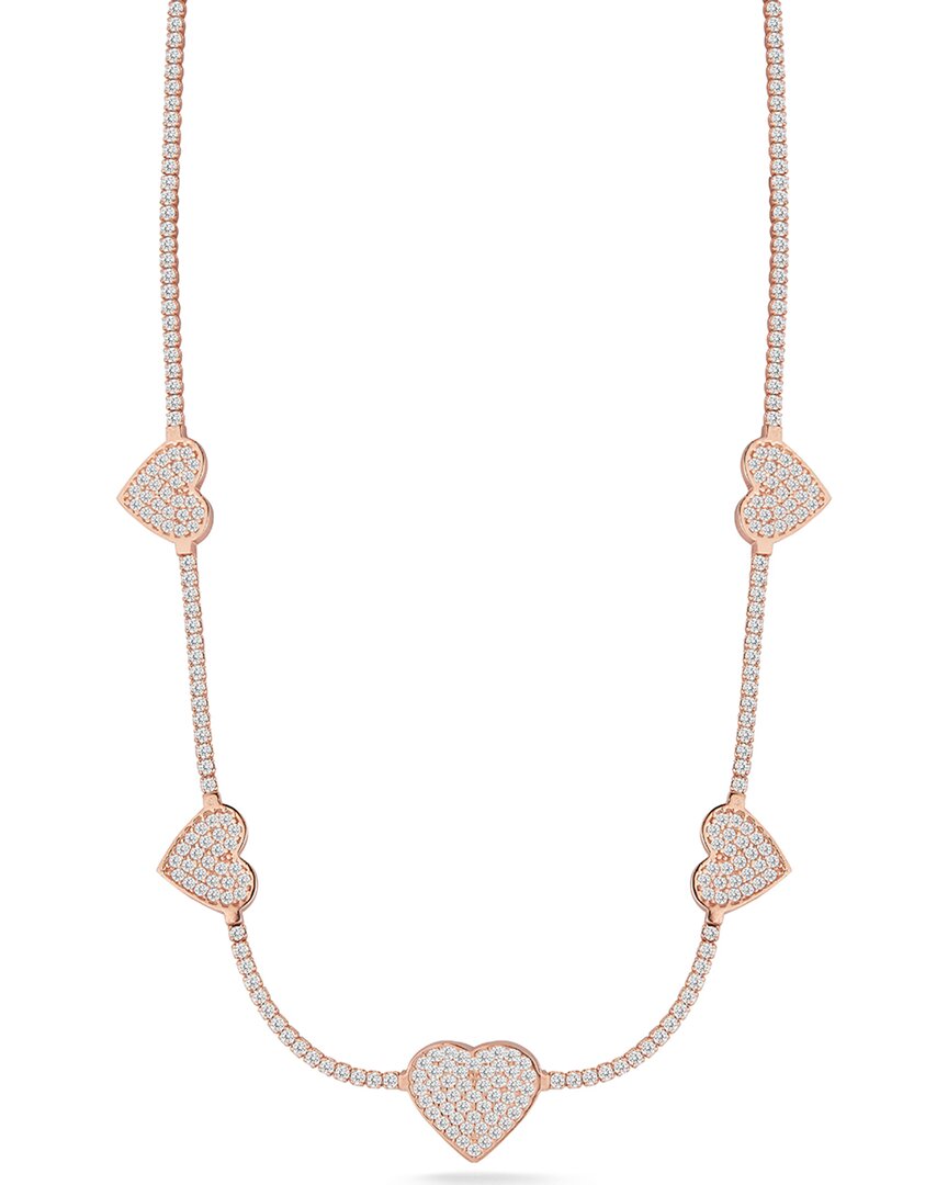 Shop Sphera Milano 14k Rose Gold Over Silver Pave Heart Tennis Choker Necklace