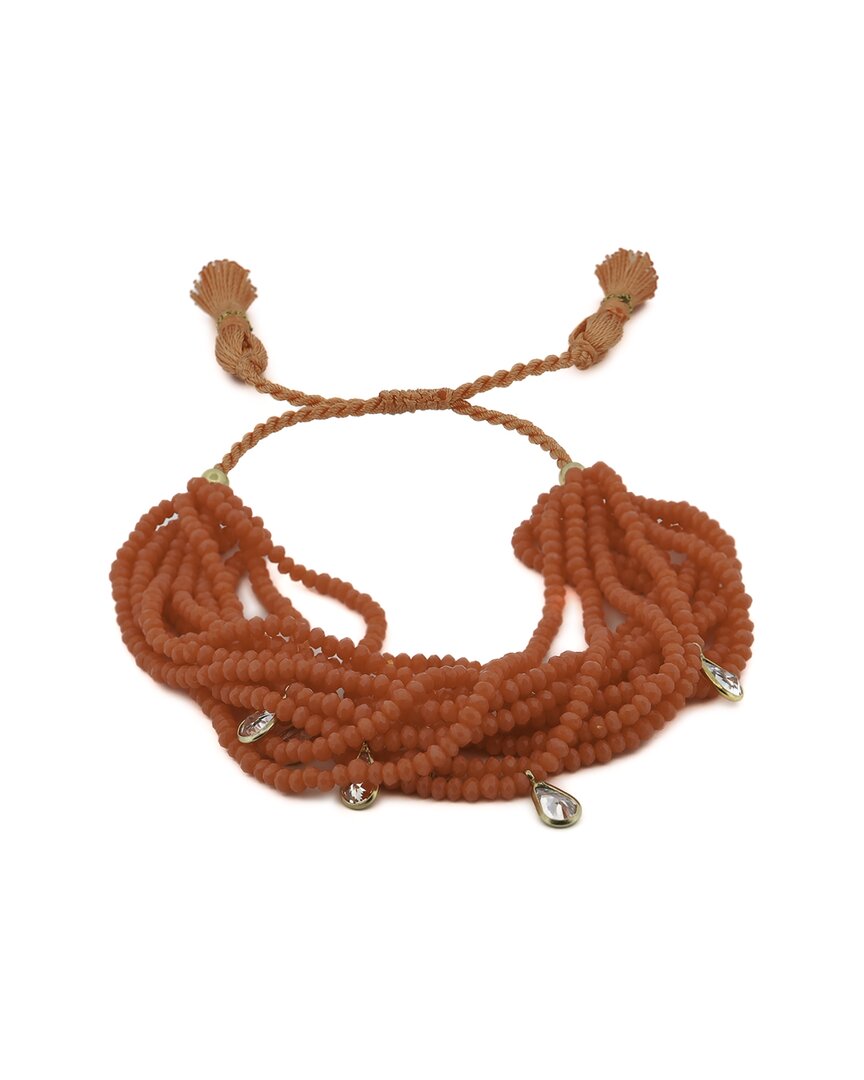 Ebru Jewelry Silver 0.1in Pearl Cz Multi Strand Bracelet In Brown