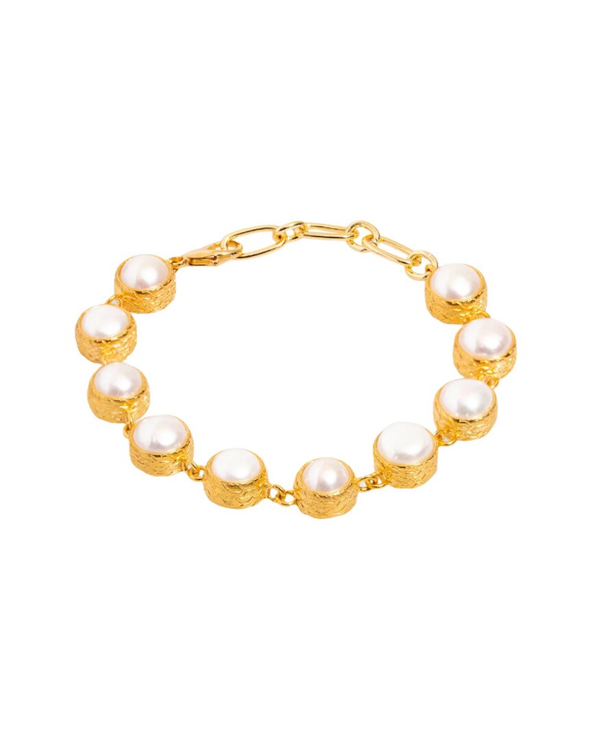 Ebru Jewelry Pearl Collection Plated 0.3in Pearl Tennis Bracelet