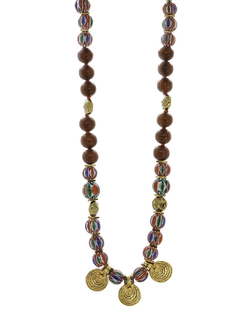 Ebru Jewelry Protection & Luck Plated Beaded Necklace In Brown