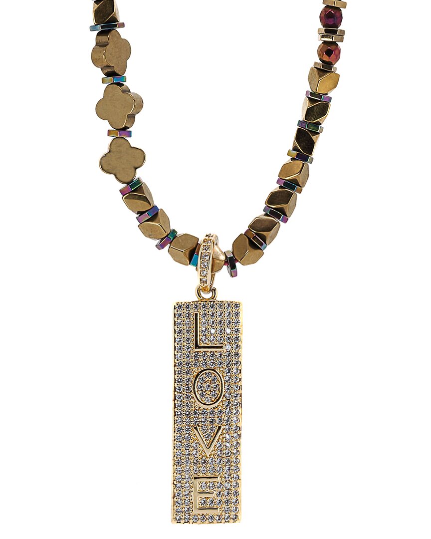 Ebru Jewelry One Of A Kind Plated Hematite Cz Beaded Necklace In Gold