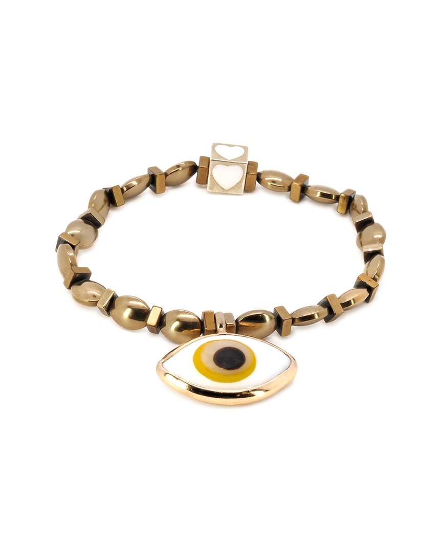 Ebru Jewelry One Of A Kind Silver Hematite Beaded Bracelet In Gold