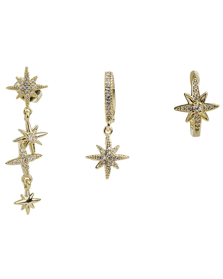 Ebru Jewelry Plated Cz Dangle & Stud Earrings In Gold