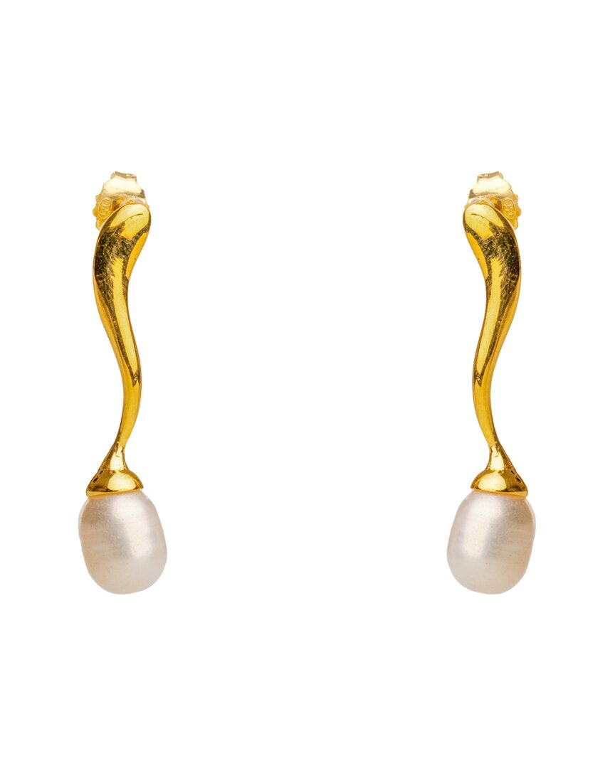 Ebru Jewelry Pearl Collection Silver 0.35mm Pearl Drop Down Earrings