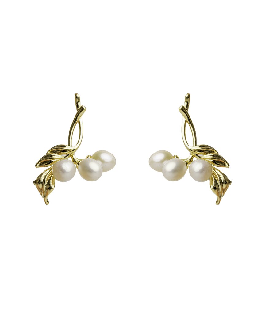 Ebru Jewelry Pearl Collection Plated Drop Down Earrings