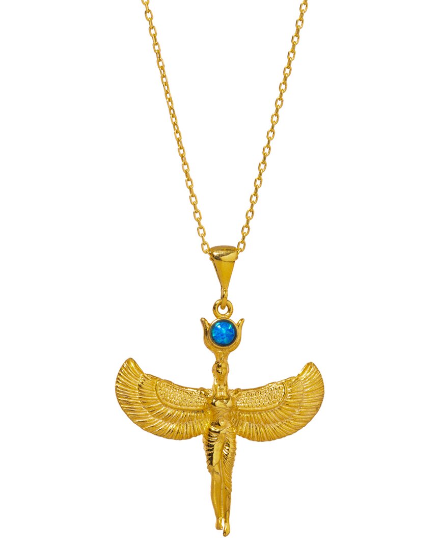 Ebru Jewelry Protection & Luck Silver Opal Pendant Necklace In Gold