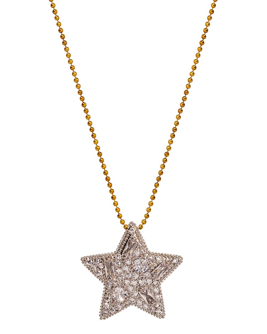 Ebru Jewelry Love Plated Cz Pendant Necklace In Gold