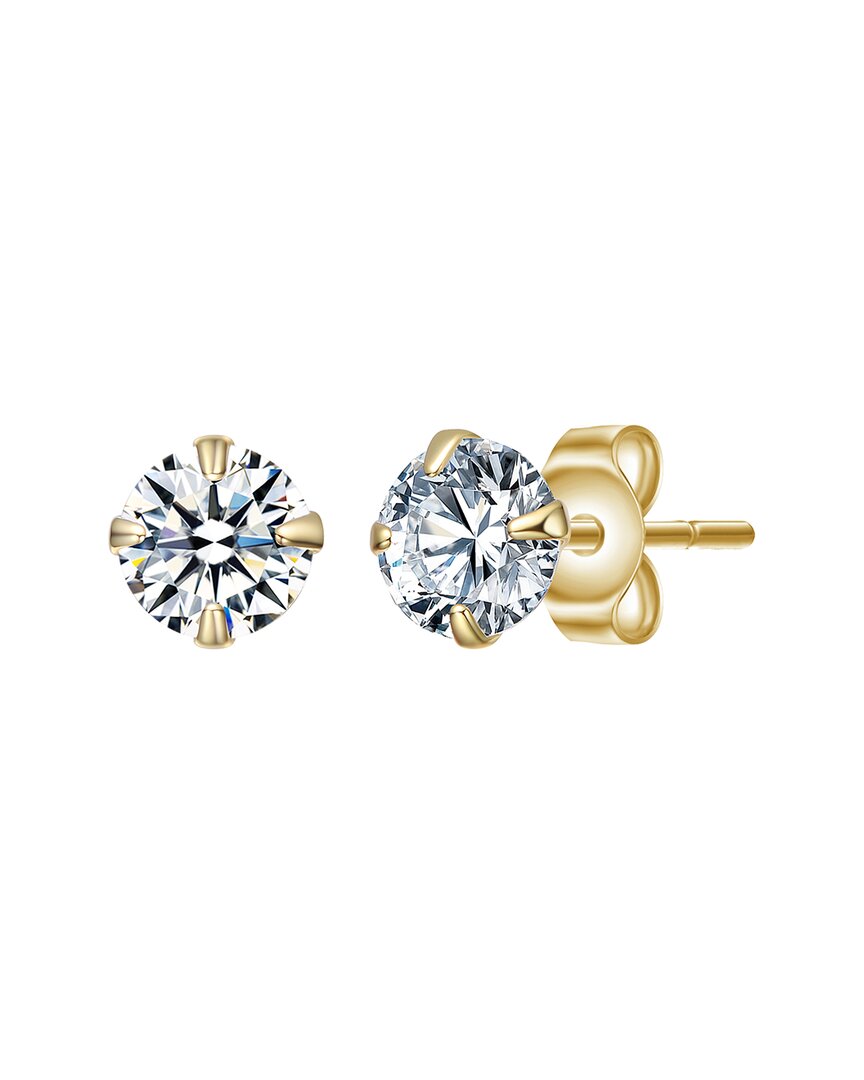 Rachel Glauber 14k Plated Cz Stud Earrings In Gold
