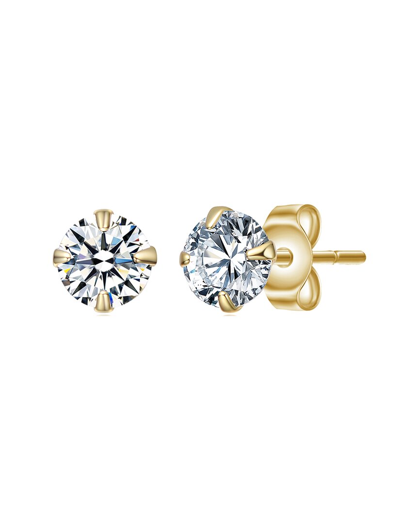 Rachel Glauber 14k Plated Cz Stud Earrings In Gold