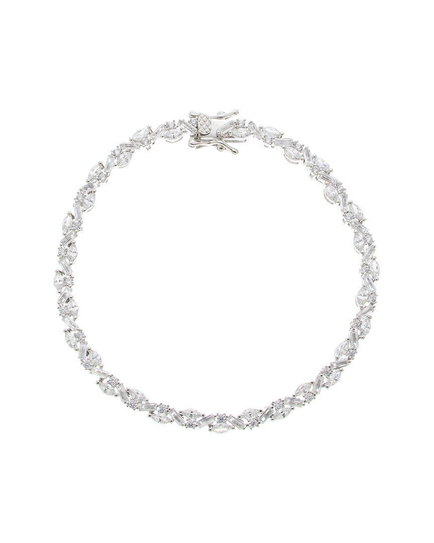 Genevive Silver Cz Statement Bracelet In Metallic