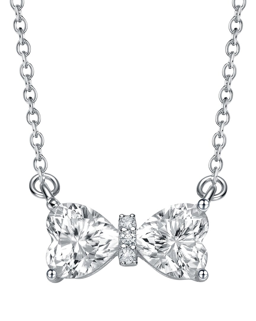 Genevive Moissanite Sterling Silver With Bow-tie Heart Pend In Gray