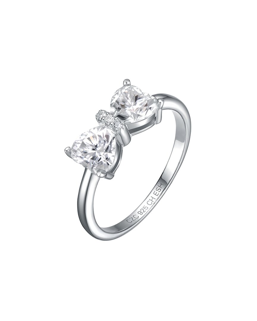 Genevive Moissanite Sterling Silver With A Bow-tie Heart Pr In Multi