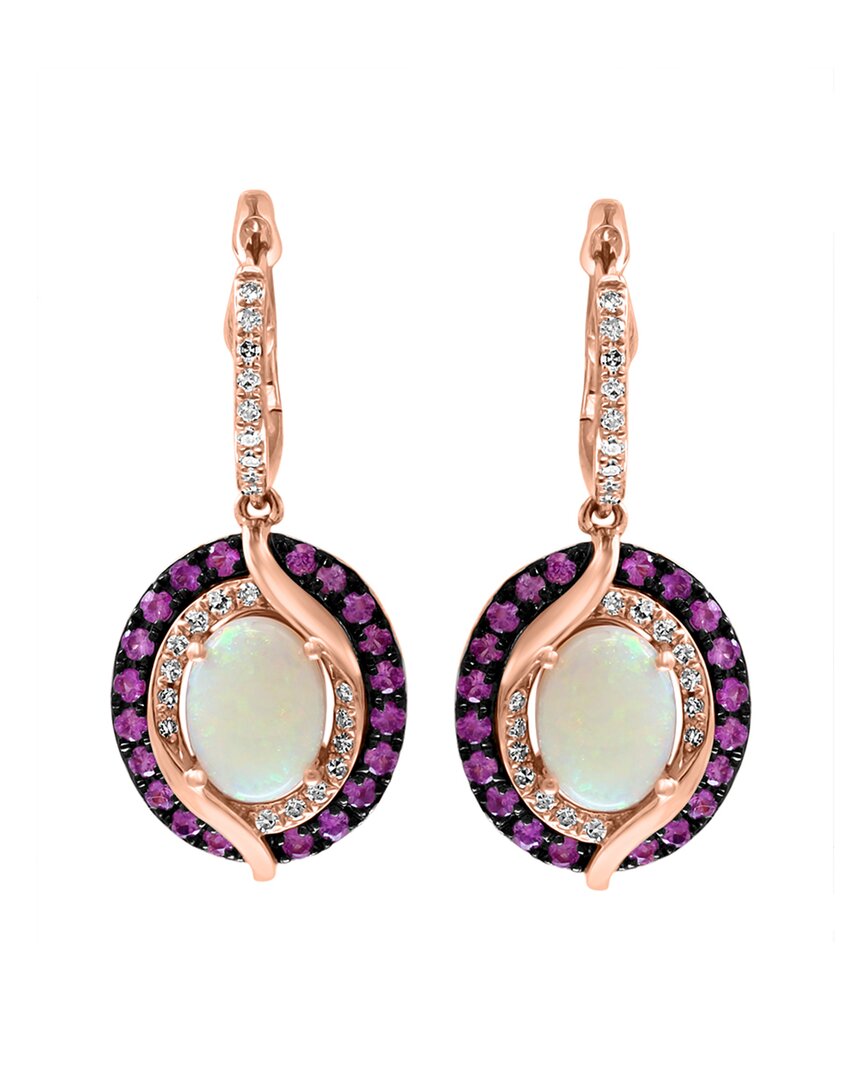 Shop Effy Fine Jewelry Effy 14k Rose Gold 2.27 Ct. Tw. Diamond & Opal Pink Sapphire Earrings