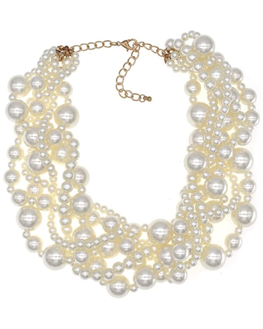 Liv Oliver 18k Plated 6-15mm Pearl Statement Twist Necklace In No Color