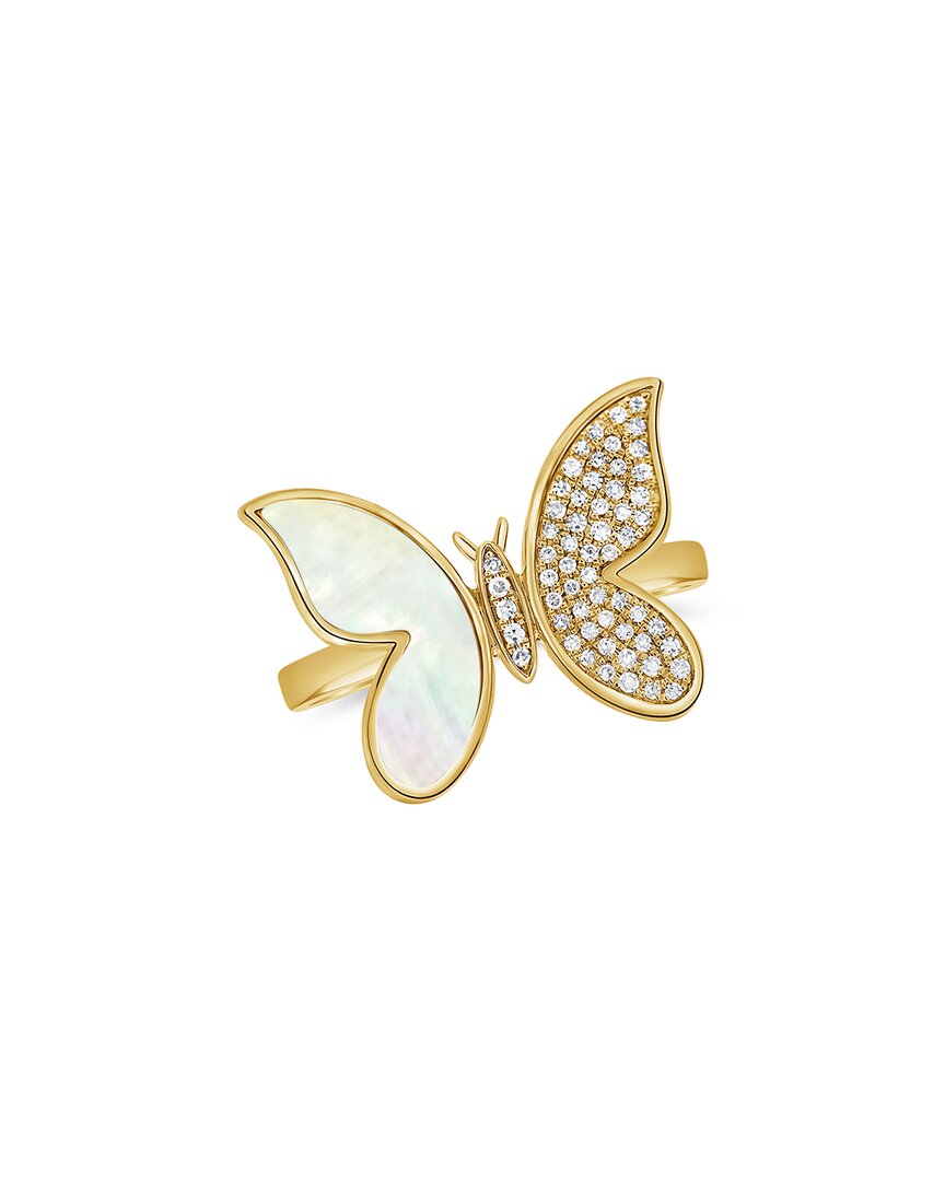 Sabrina Designs 14k 0.13 Ct. Tw. Diamond Mother-of-pearl Butterfly Ring