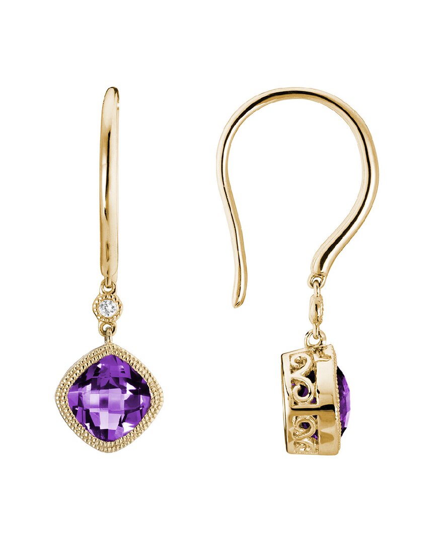 Diamond Select Cuts 14k Diamond .02 Ct. & 1.40 Ct.amethyst Earrings