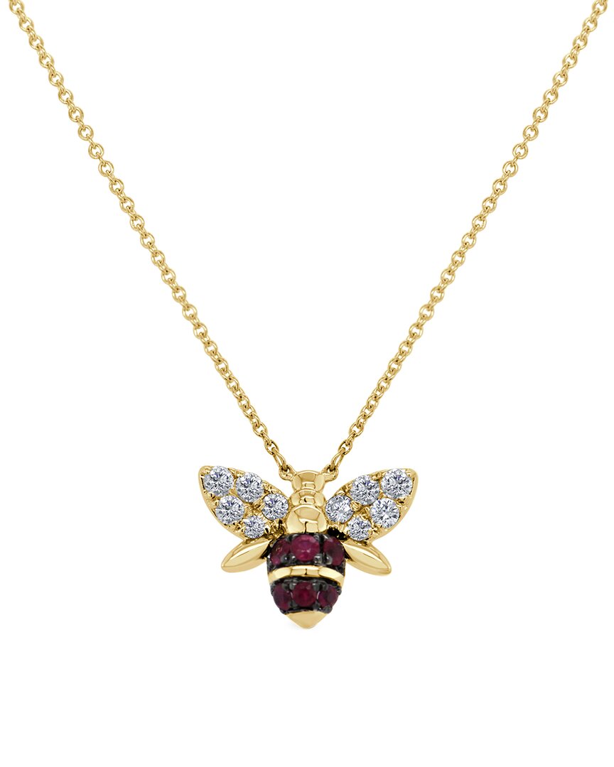 Sabrina Designs 14k 0.88 Ct. Tw. Diamond & Ruby Bumble Bee Pendant Necklace