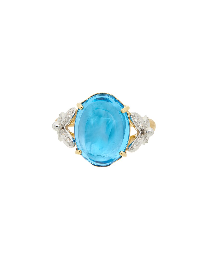 Marco Bicego Marrakech Onde 18k 8.58 Ct. Tw. Diamond & Topaz Ring In Blue