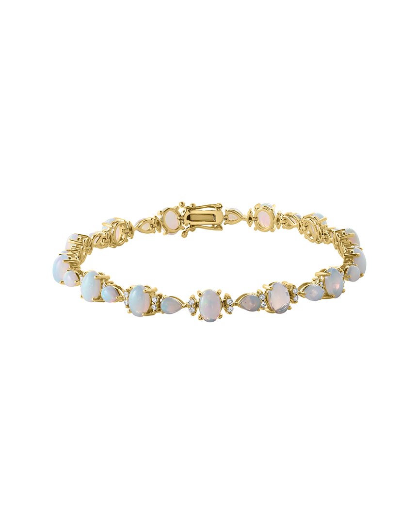 Effy Fine Jewelry 14k 6.40 Ct. Tw. Diamond & Ethiopian Opal Bracelet In Gold