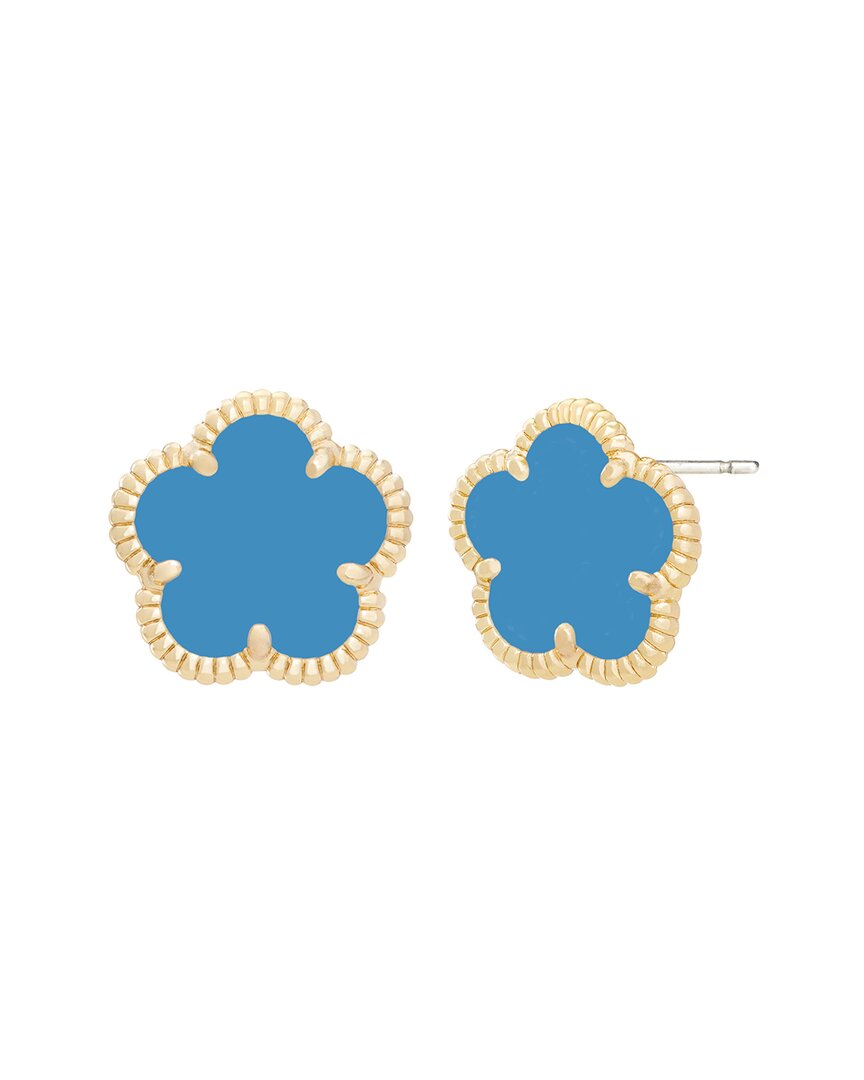 Jankuo Flower 14k Plated Agate Stud Post Earrings In Brown