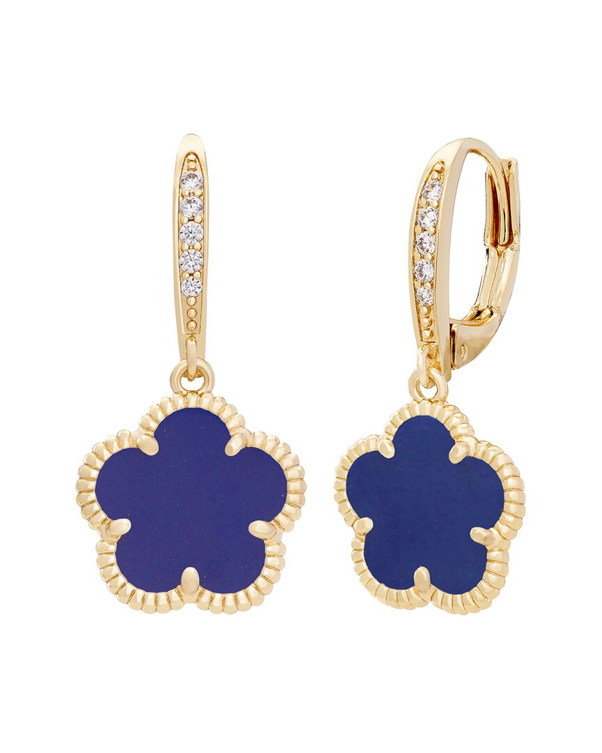 Jankuo Flower 14k Plated Cz Leverback Drop Earrings In Brown