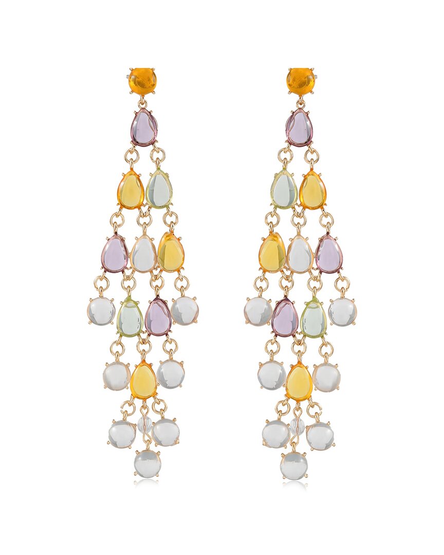 Liv Oliver 18k Plated 8.25 Ct. Tw. Multi Semi Precious Gemstones Drop Earrings In Multi