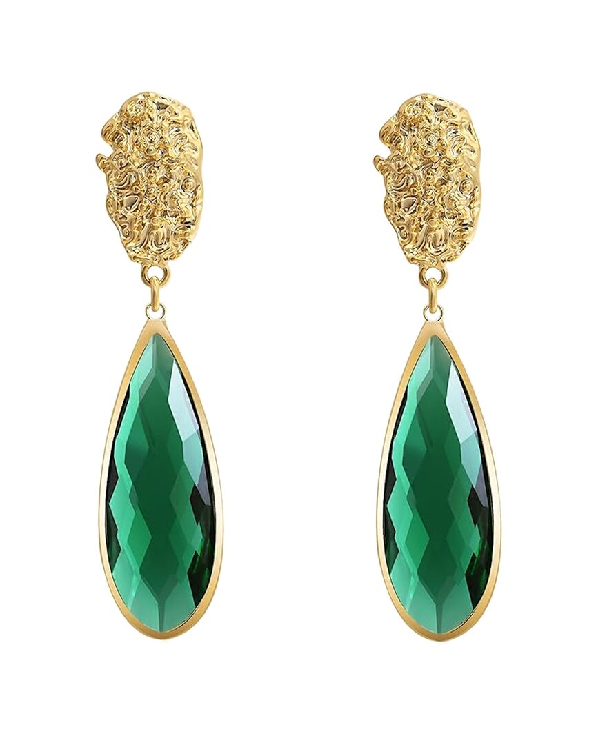 Liv Oliver 18k Plated 7.25 Ct. Tw. Gemstone Drop Earrings In Green