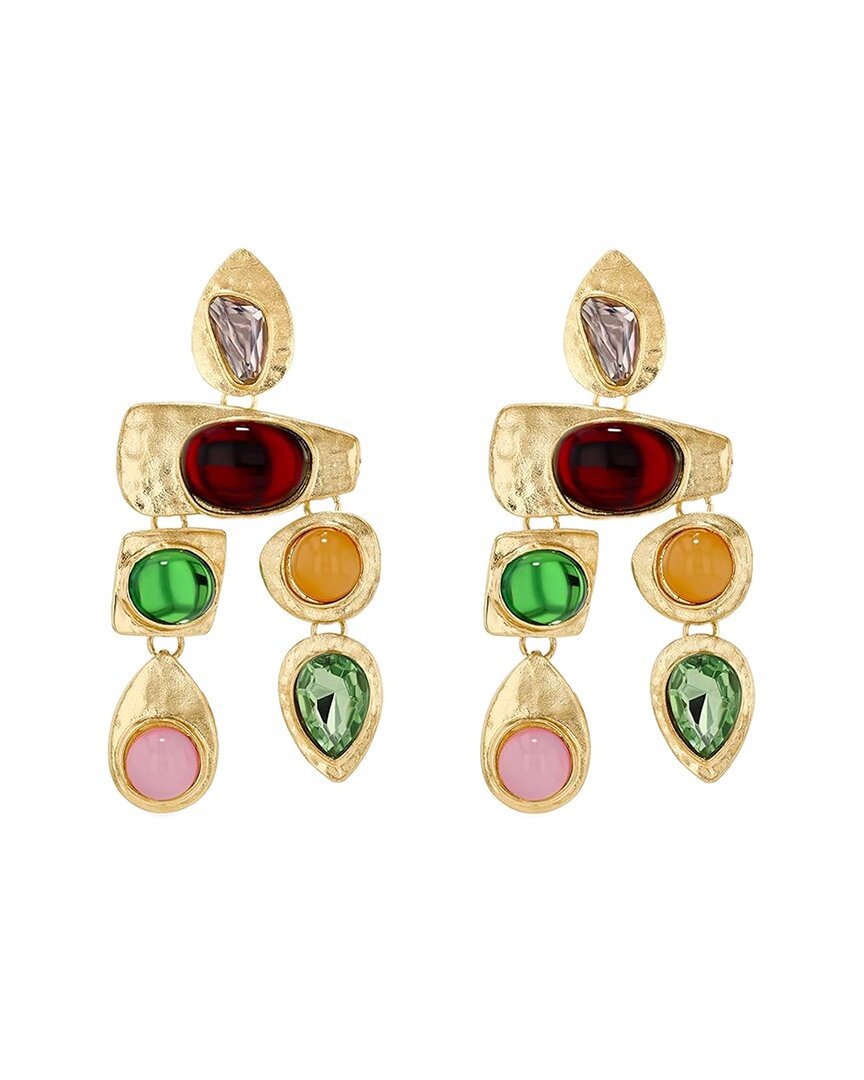 Liv Oliver 18k Plated 52.25 Ct. Tw. Gemstone Drop Earrings In Gold
