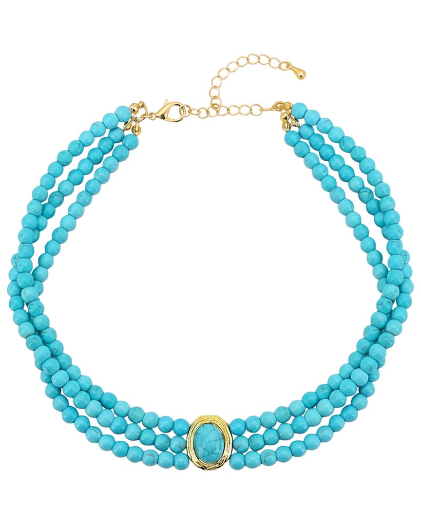 Liv Oliver 18k Plated 32.70 Ct. Tw. Turquoise Layer Necklace In Blue