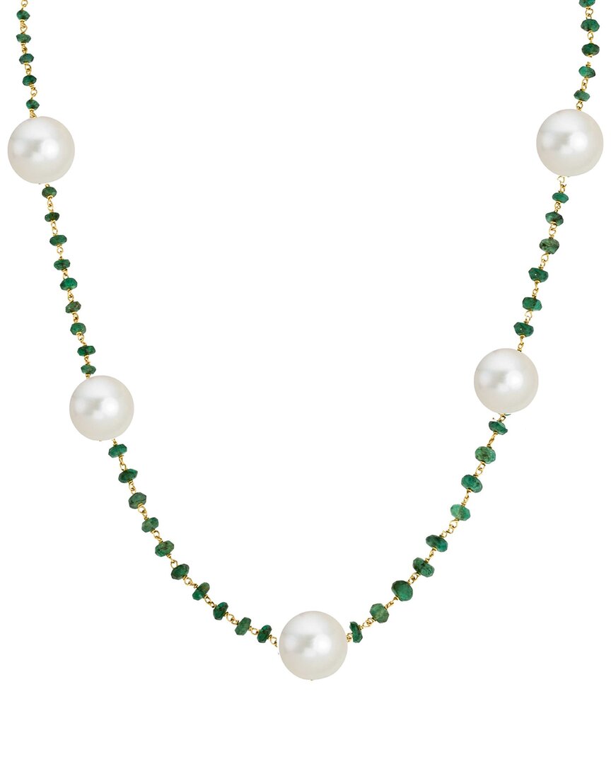 Liv Oliver 18k Plated 12.50 Ct. Tw. Green Quartz Geometric & Matte Finish Layer Necklace In Gold