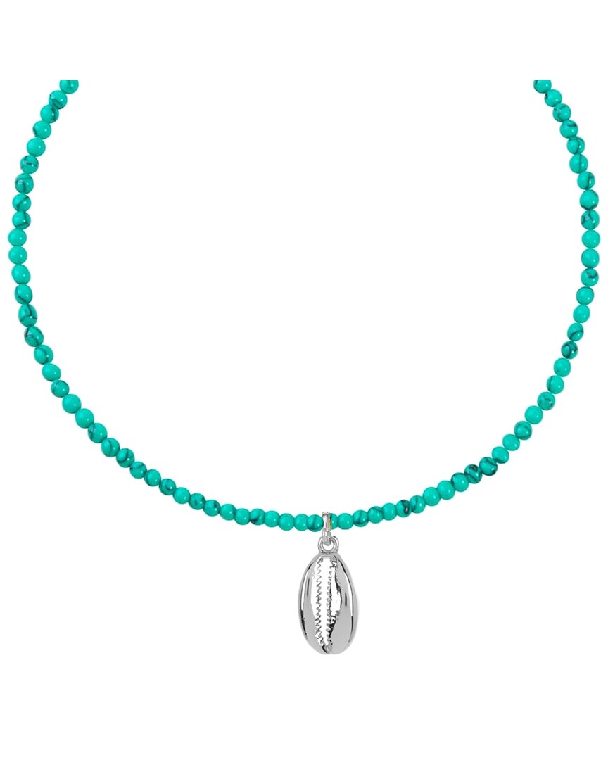 Liv Oliver 18k Plated 25.70 Ct. Tw. Green Quartz Cushion Cut Necklace In Blue