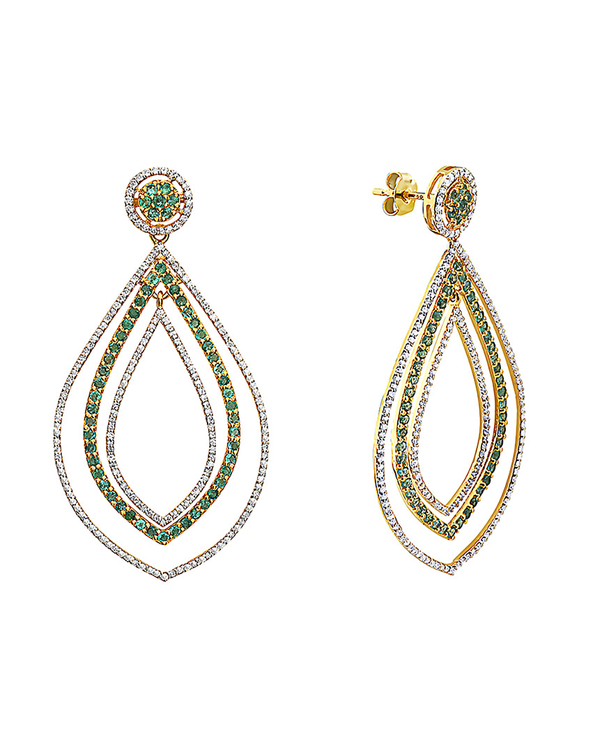 Forever Creations Signature Collection 18k 3.41 Ct. Tw. Diamond Emerald Earrings