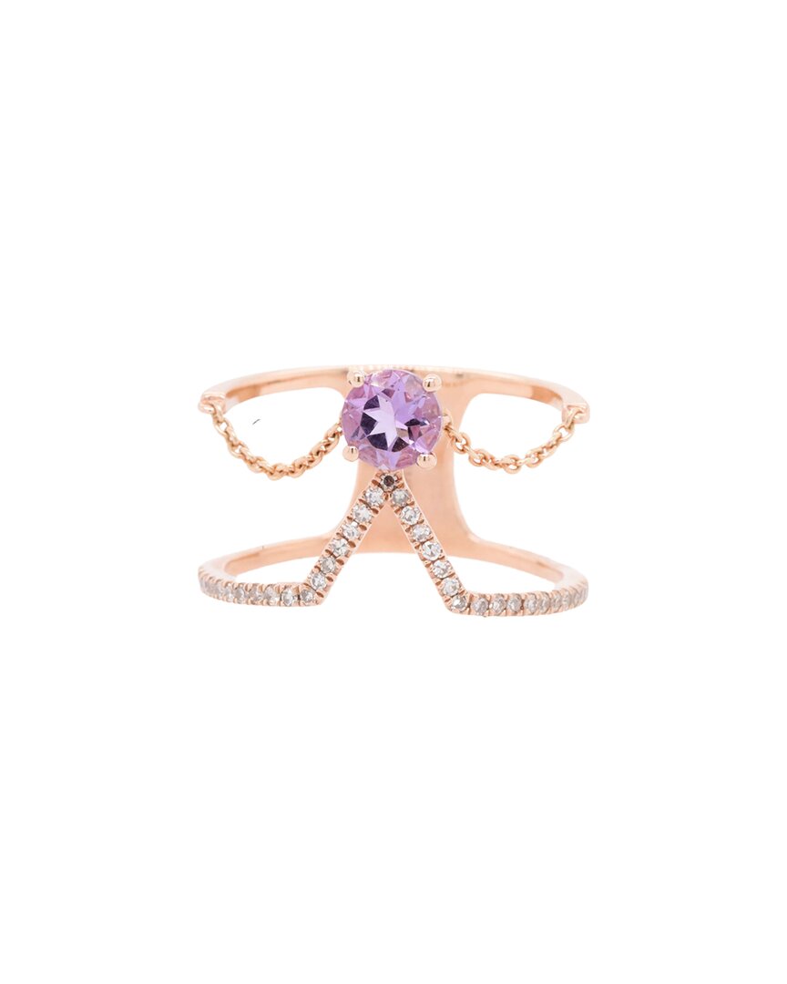 Diana M. Fine Jewelry 14K Rose Gold 0.58 ct. tw. Diamond & Amethyst Half-Eternity Ring