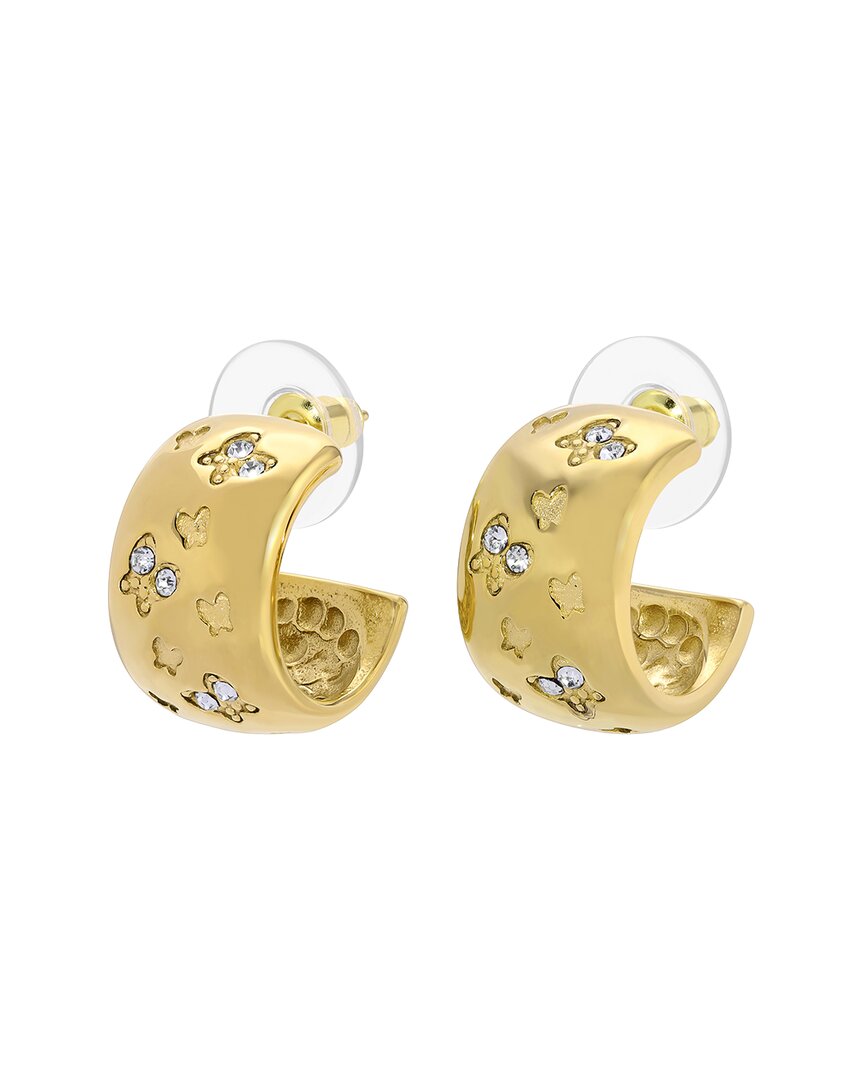 Eye Candy La Isabelle Butterfly Cuff Cz Hoop Earrings In Gold