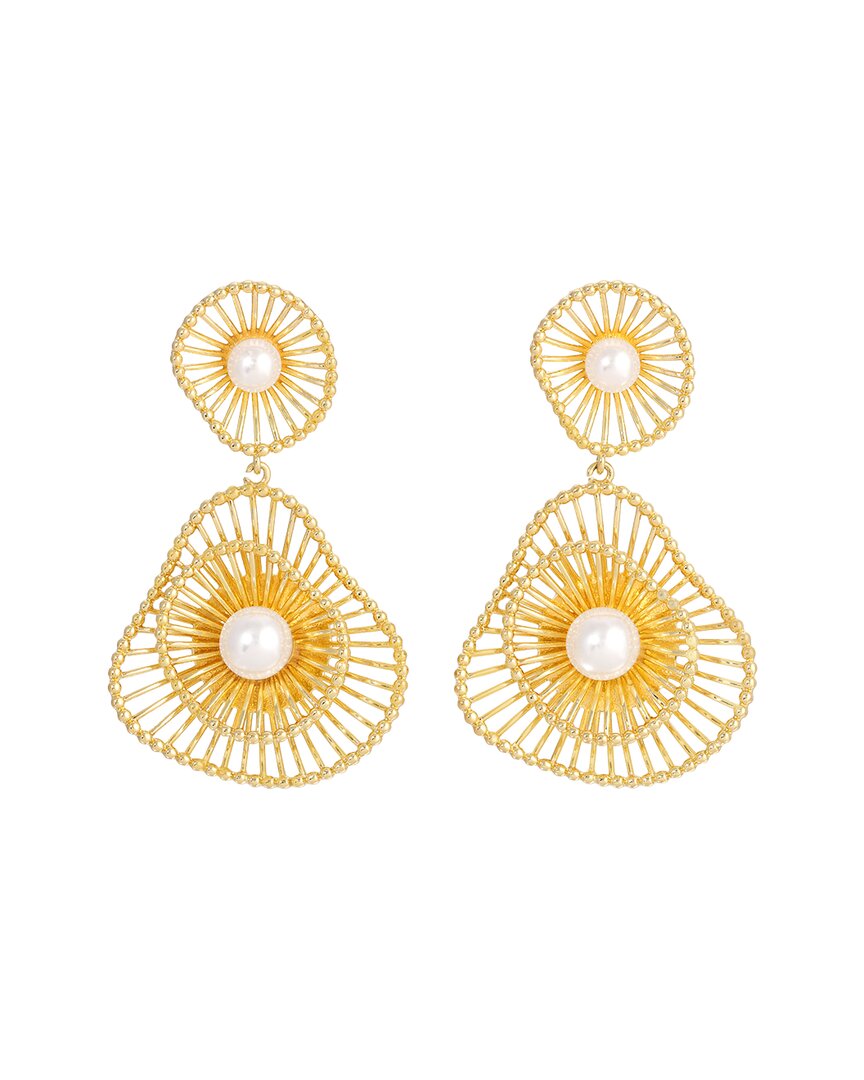 Eye Candy La Serenity Shell Drop Earrings In Gold