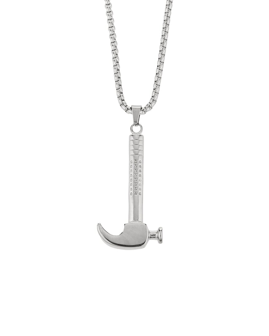 Eye Candy La Johnny Hammmer Titanium Pendant Drop Necklace In Metallic